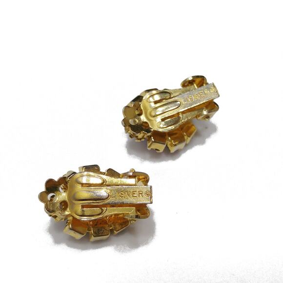 Vintage Lisner Red Blue Patriotic Earrings, Rhinestones Clips, 1950s - Picture 7 of 10